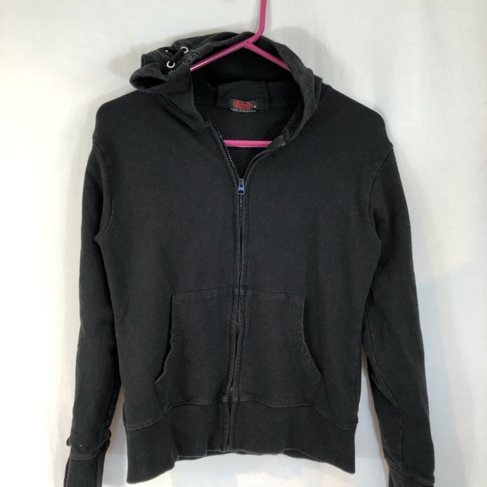 SPIRAL Black hoodie Sz M. Cotton Spandex grommets